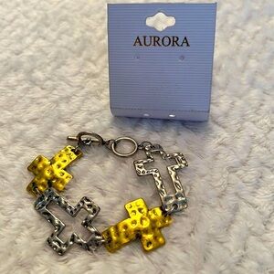 Aurora Gold Tone Silver Tone Cross Bracelet Fashion Jewelry
